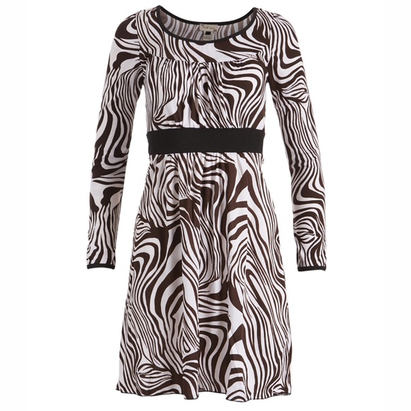 *3/$30* Earth Song Zebra Print Fit & Flare Dress - Picture 1 of 4